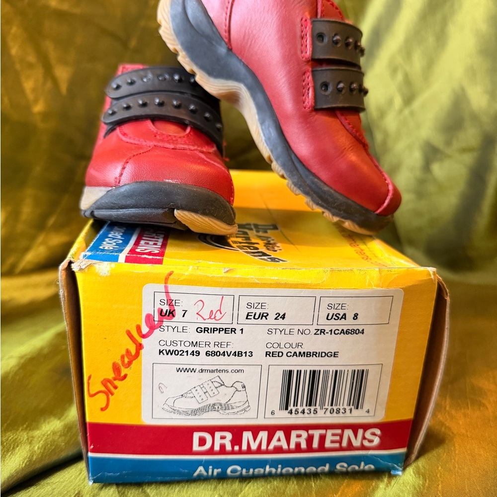 VINTAGE Dr. Martens Gripper 1 Red Leather Chunky Platform Sneakers Toddler 8 NIB - Picture 7 of 7